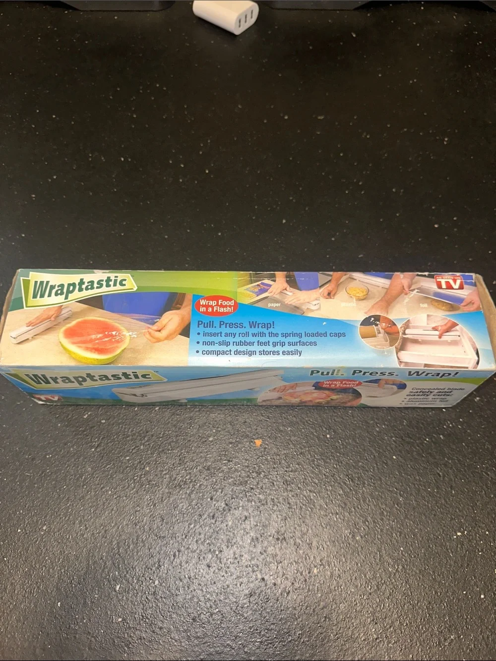 Wraptastic White Food Wrap Dispenser - Pull, Press, Wrap - NIB